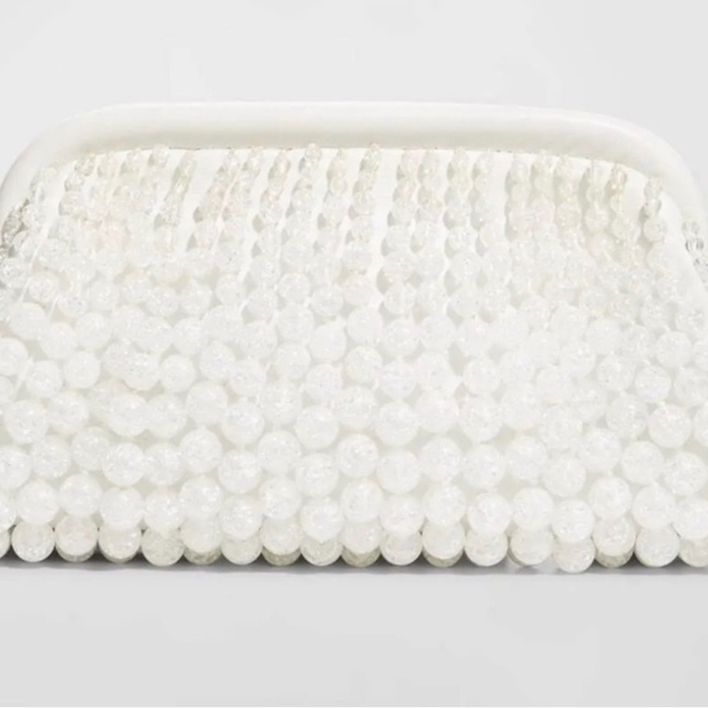 Cult Gaia White Clutch Cult Gaia Nia beaded Leather clutch